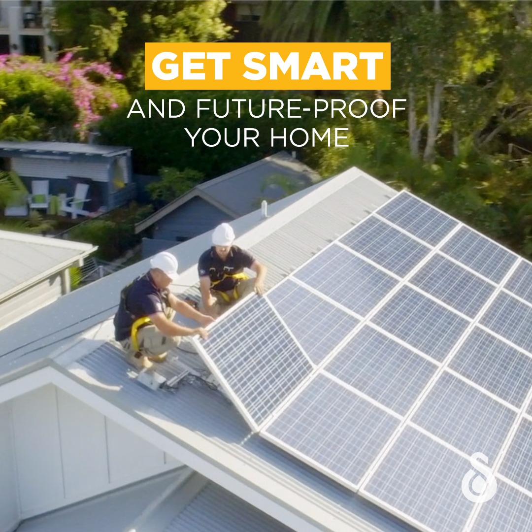 Get smart and future proof your home. Solahart installation team on top of home